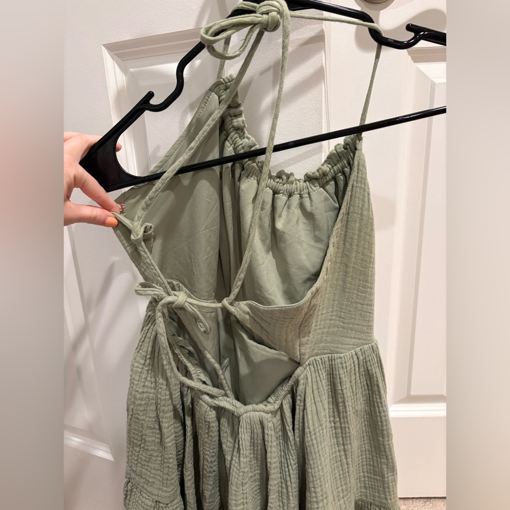 Green Gauze Halter Dress with Open Back NOT FOR SALE - Picture 2 of 3